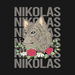 Wolf Head - Nikolas Name T-Shirt