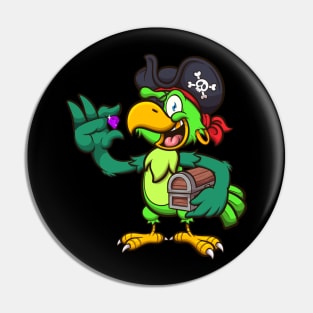 Pirate Parrot With Treasure Pin