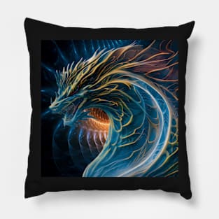 Fractal blue dragon Pillow