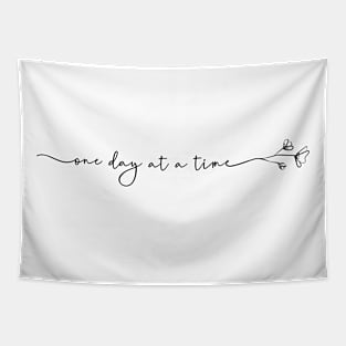 One Day At  A Time - Script & Minimalist Flower Tapestry