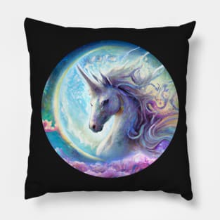 Moon Unicorn Watercolor Pillow