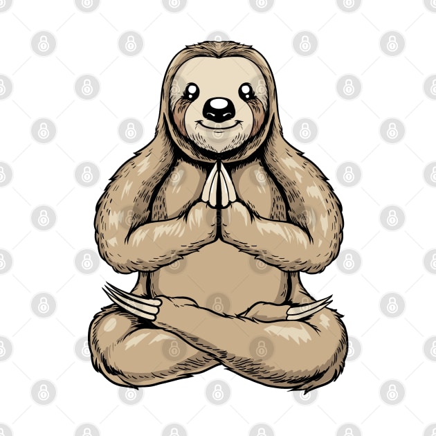 Cartoon sloth meditates with yoga by Modern Medieval Design