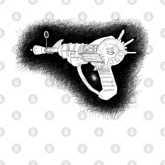 Zombies Black Sketchy Ray Gun on White by LANStudios