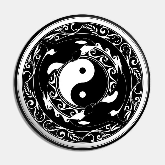 Yin Yang Orcas Pin by NicGrayTees