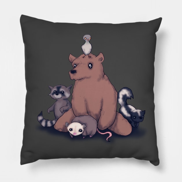 Trash Animals Pillow by LVBart