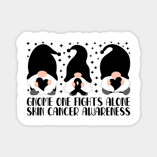 Gnome One Fights Alone Skin Cancer Awareness Magnet by Geek-Down-Apparel