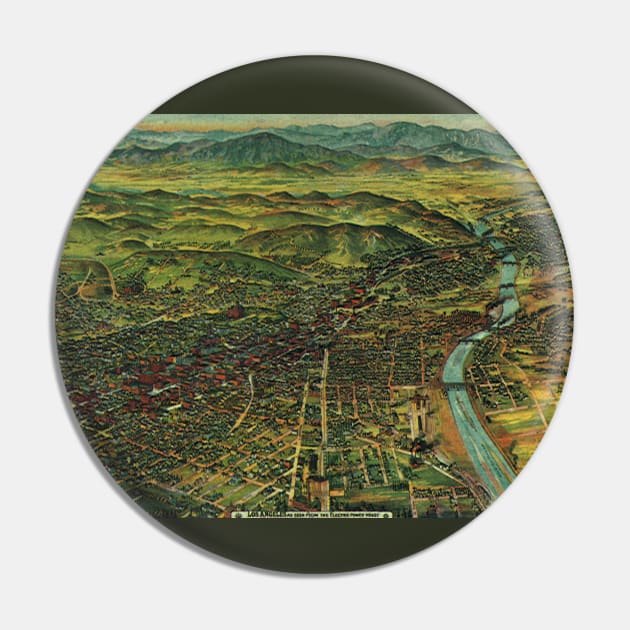 Vintage Map of Los Angeles, California and Santa Ana River Pin by MasterpieceCafe