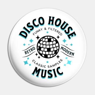 DISCO HOUSE  - Retro Modern Disco Ball (Black/Blue) Pin