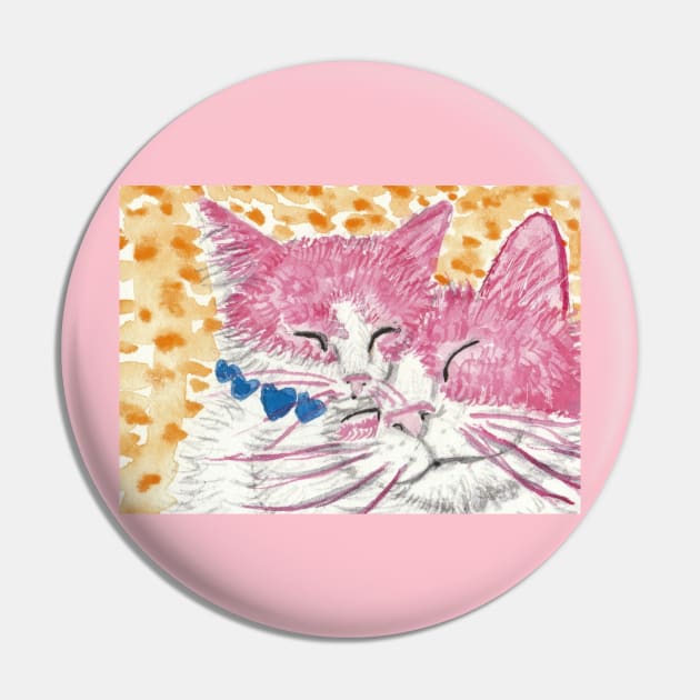 Mother and baby cat pink Pin by SamsArtworks