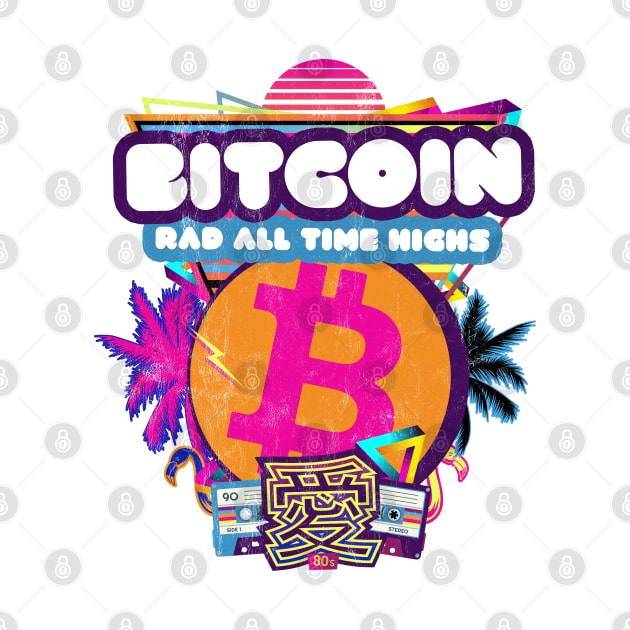 Bitcoin All Time Highs Retrowave 80s Cassette Tapes Trader by MapYourWorld