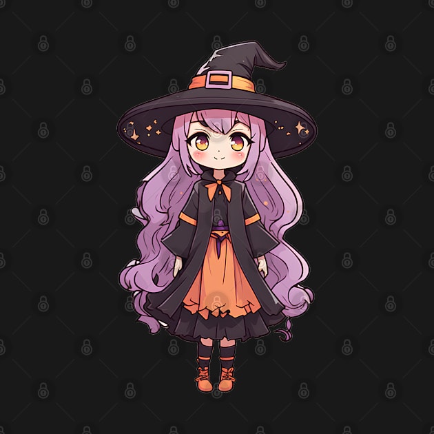 cute anime witch design by InkPulse