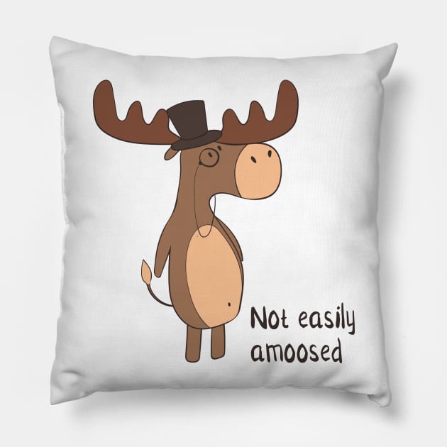 Not Easily Amoosed, Funny Moose Joke Pillow by Dreamy Panda Designs