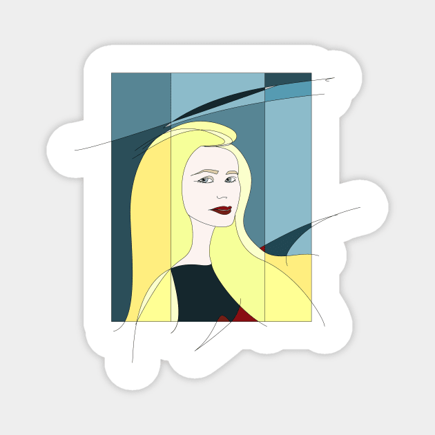 Euphoria Jaune #woman #girl #beauty #fineart #popart #home #decor #fashion #buyart #artprint #minimal #drawing Magnet by Kirovair