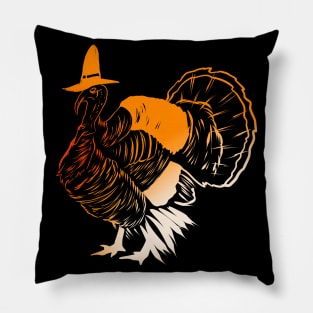 Stylized Turkey With A Pilgrims Hat For Thanksgiving Pillow