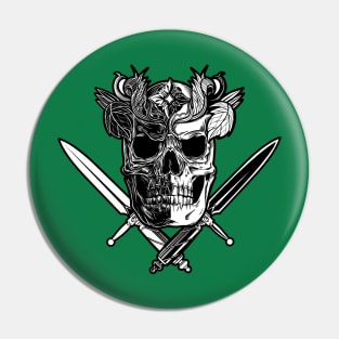 Black And White Skull And Knifes Pin