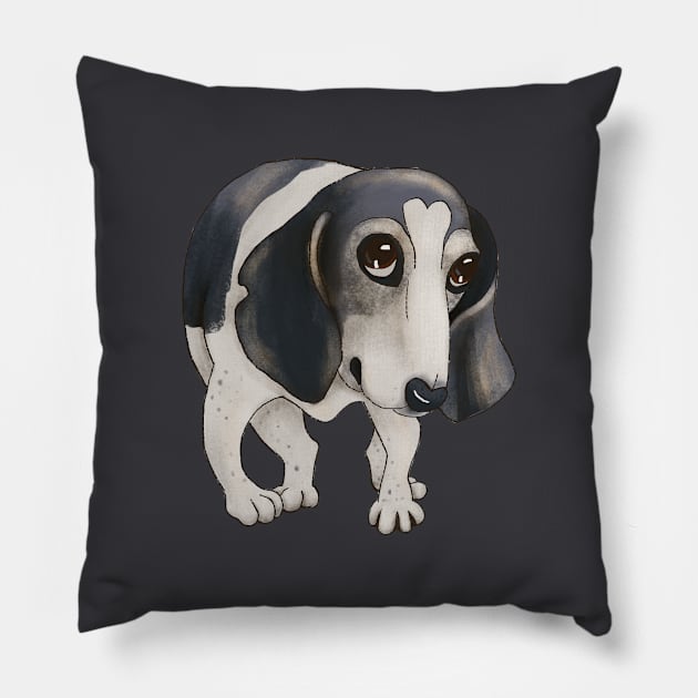 Cute dog with big eyes. Hound puppy. Pillow by kacia