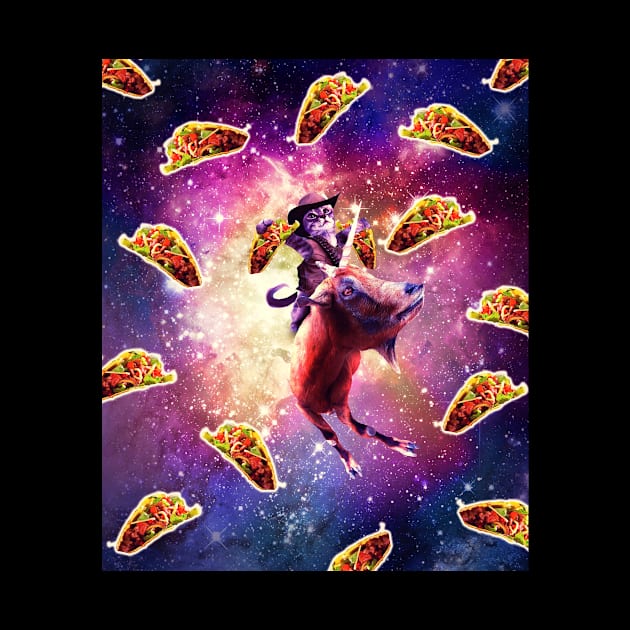 Cowboy Space Cat On Goat Unicorn - Taco by Random Galaxy