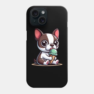 Boston Terrier Eating Ice Cream Phone Case