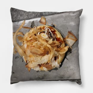 Black and white gourmet Okonomiyaki Pillow