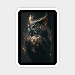 Owl Portrait Animal Nature Wildlife Dark Painting Wild Spirit Bird Magnet