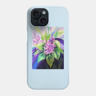 Lilacs watercolour painting with psychedelic background Phone Case