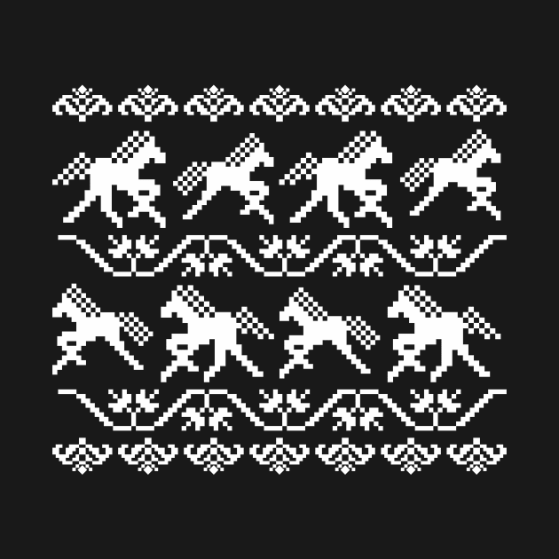 Ukrainian ornament - horses (white print) by aceofspace