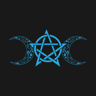 Pentacle and Moon in Blue T-Shirt