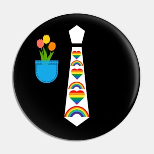 Gay Pride Parade little rainbows tie tux costume with tulips Pin