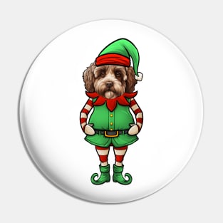 Funny Christmas Elf Lagotto Romagnolo Dog Pin
