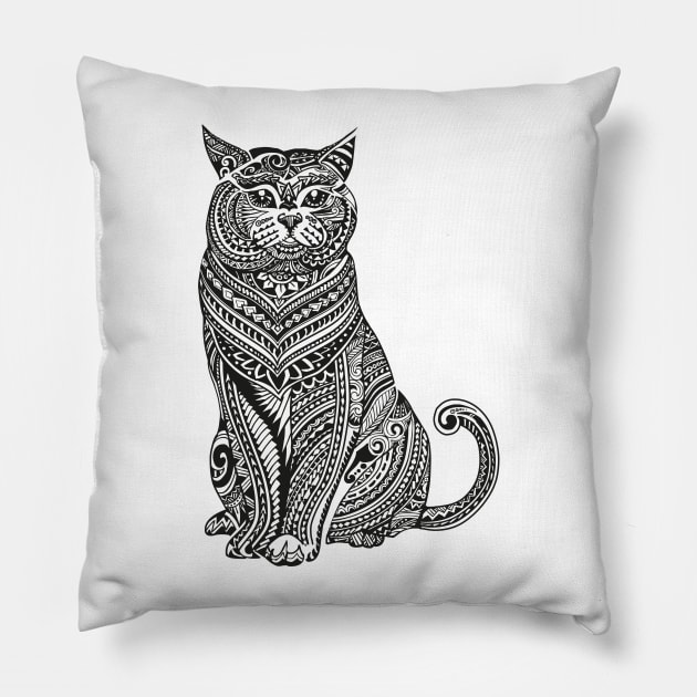 Polynesian British Shorthair cat Pillow by huebucket