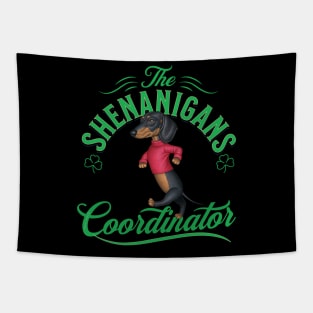 Cute and Funny Doxie Dog on Dachshund Shenanigans Coordinator Tapestry