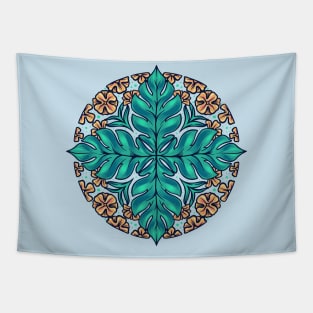 Native flower leaves mandala Tapestry