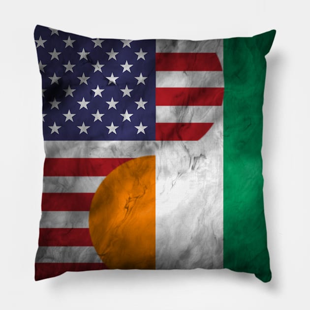 USA and Ivory Coast Dual Flag Yin Yang Combination Pillow by Family Heritage Gifts