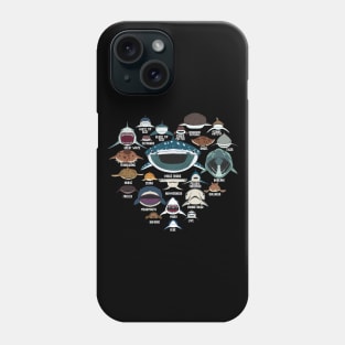 Types Of Shark Identification Shark Faces Tee Marine Biology Phone Case