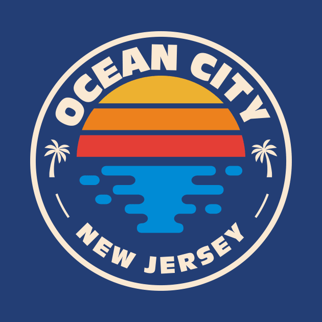 Retro Ocean City New Jersey Vintage Beach Surf Emblem by Now Boarding