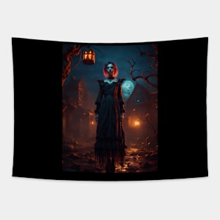 Witch's Halloween Celebration in the Spooky Night Tapestry