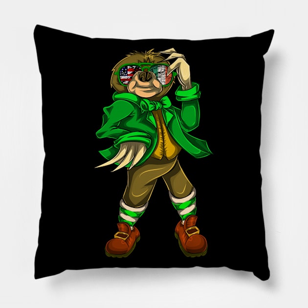 Sloth Ireland Green Saint Patricks Day Pillow by ShirtsShirtsndmoreShirts