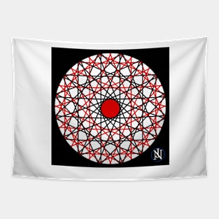 Black white red ornament Tapestry