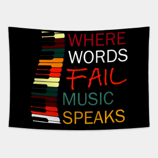 Where Words Fail Music Speaks Piano Vintage Tapestry