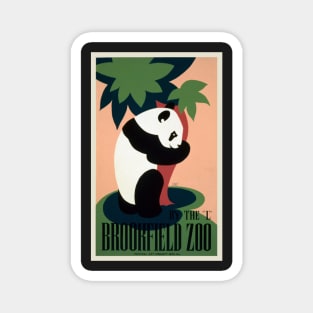 Restored WPA Poster with Panda reading By The "L" Brookfield Zoo, Illinois Magnet