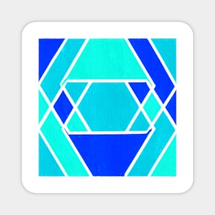 Inverted Blue Geometric Abstract Acrylic Painting Magnet