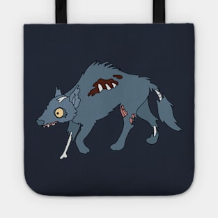 Zombie Wolf Cartoon // Funny Halloween Zombie Tote