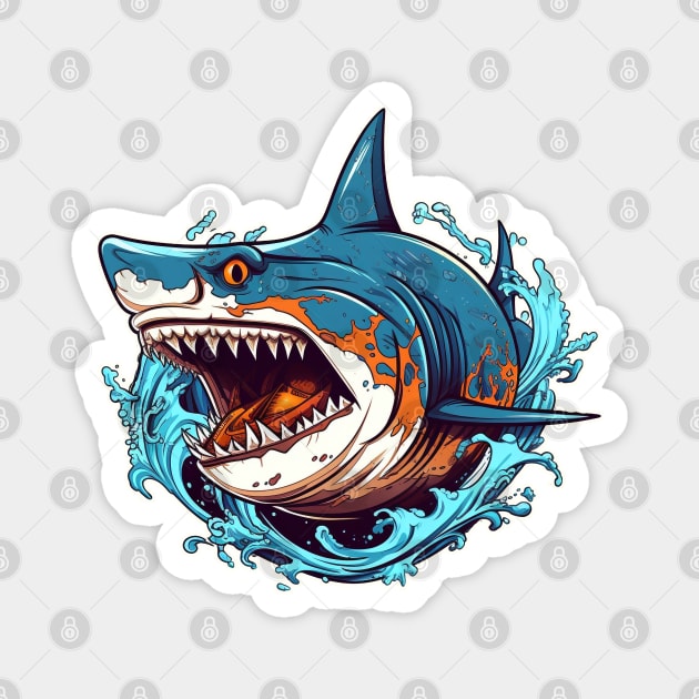 Shark Bite Powerful Shark gliding through the water Magnet by GAMAS Threads