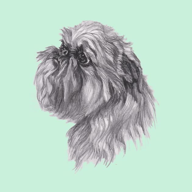 Brussels Griffon Dog Portrait Drawing by lalanny