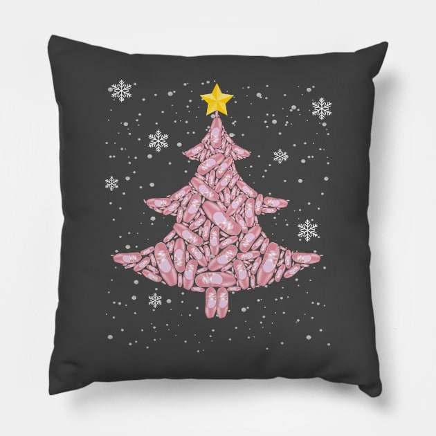 Cute Ballet Ballerina Pointe Shoes Christmas Tree Pillow by egcreations