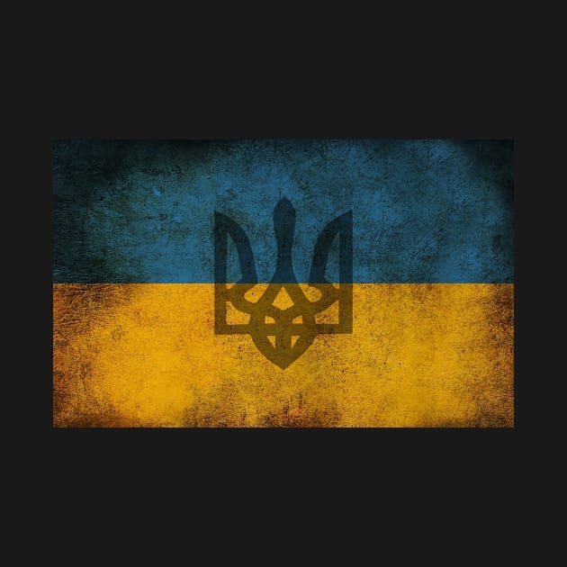 Distressed Ukranian Flag w/Tryzub by cthomas888