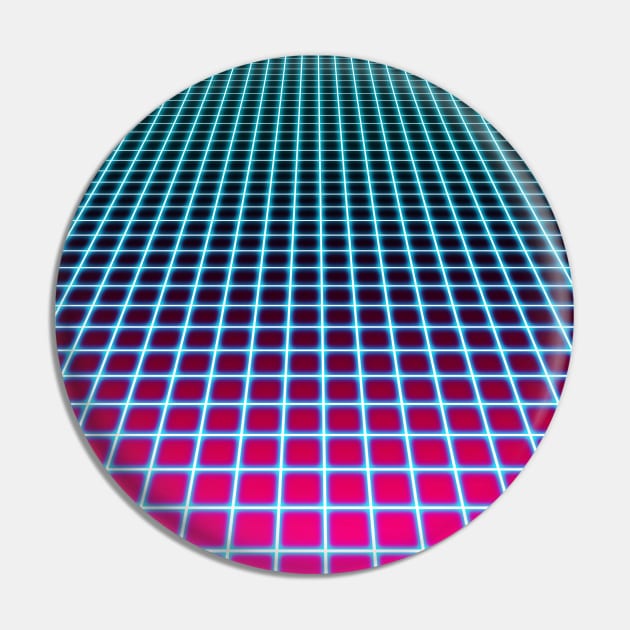 Vaporwave Ombre Grid Pattern Pin by saradaboru