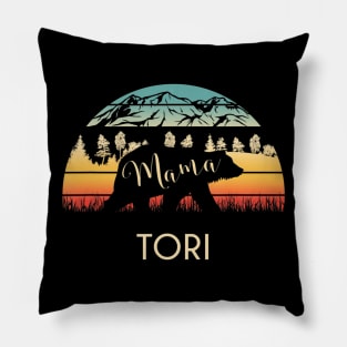 Tori Name Gift Retro Sun Personalized Mama Bear Pillow