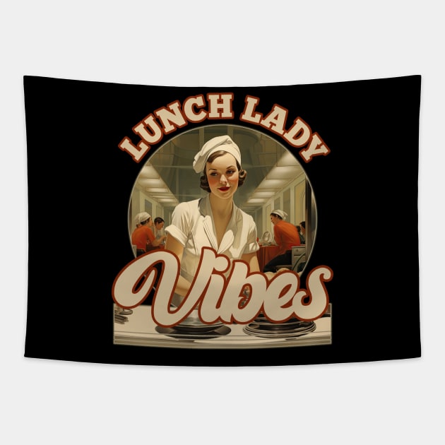 Retro Vintage Lunch Lady Vibes Tapestry by DanielLiamGill