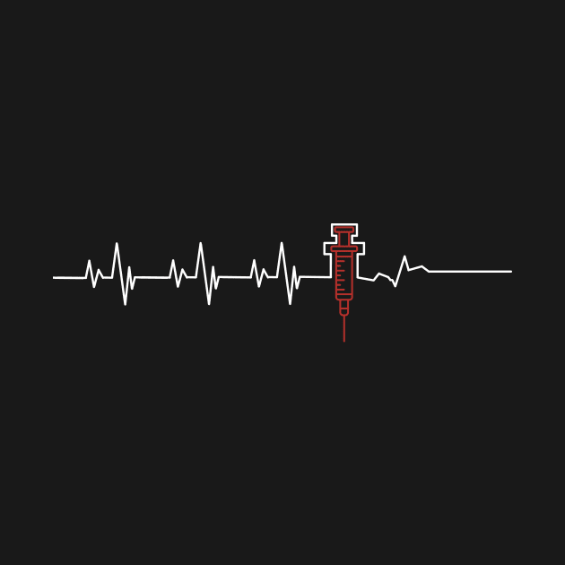 Heartbeat Heart Monitor - Flatline - Myocarditis Awareness - Red Syringe by Bee-Fusion